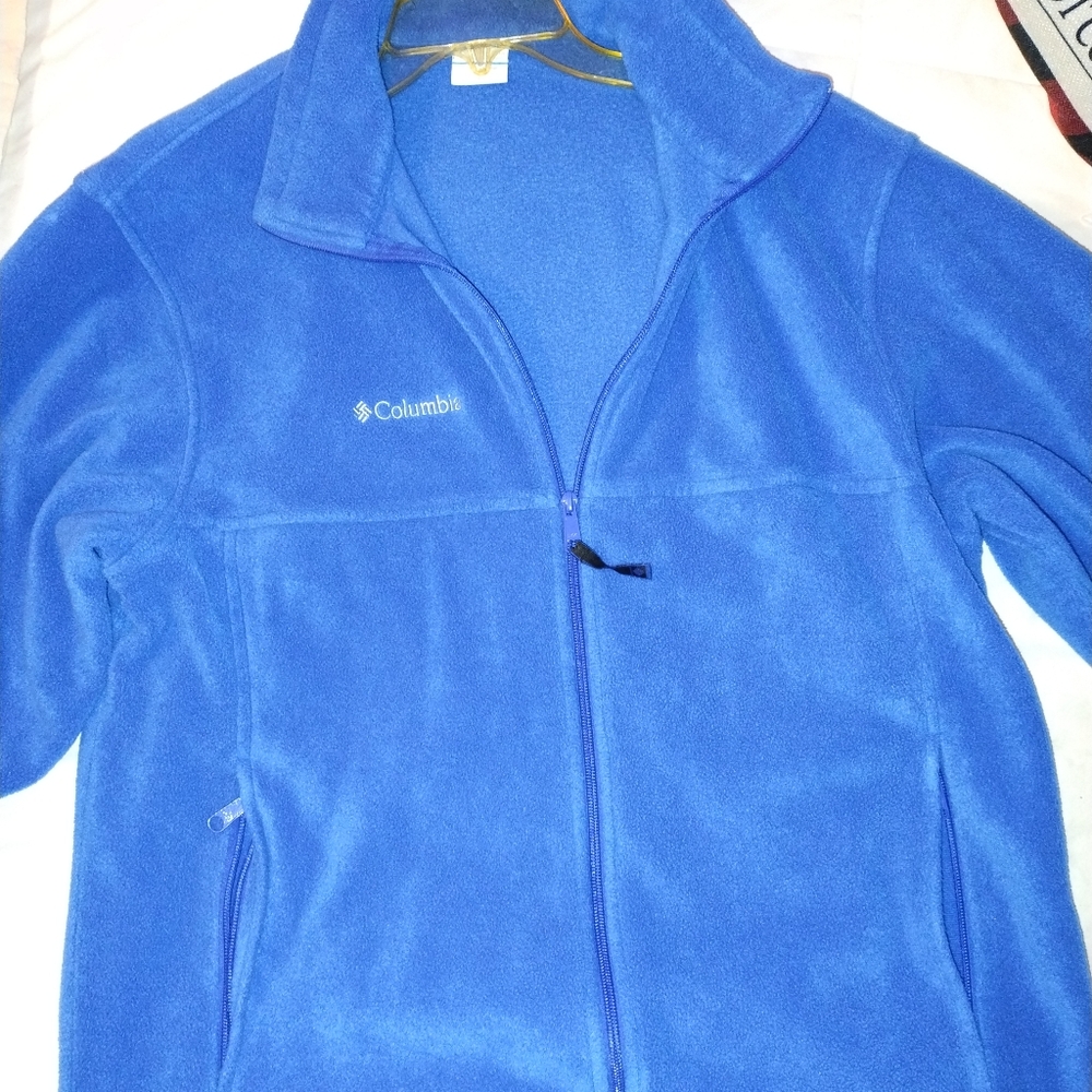 Columbia Fleece Zip Up Jacket Women's L Blue Long Sleeve Zip Pocket - Picture 2 of 11